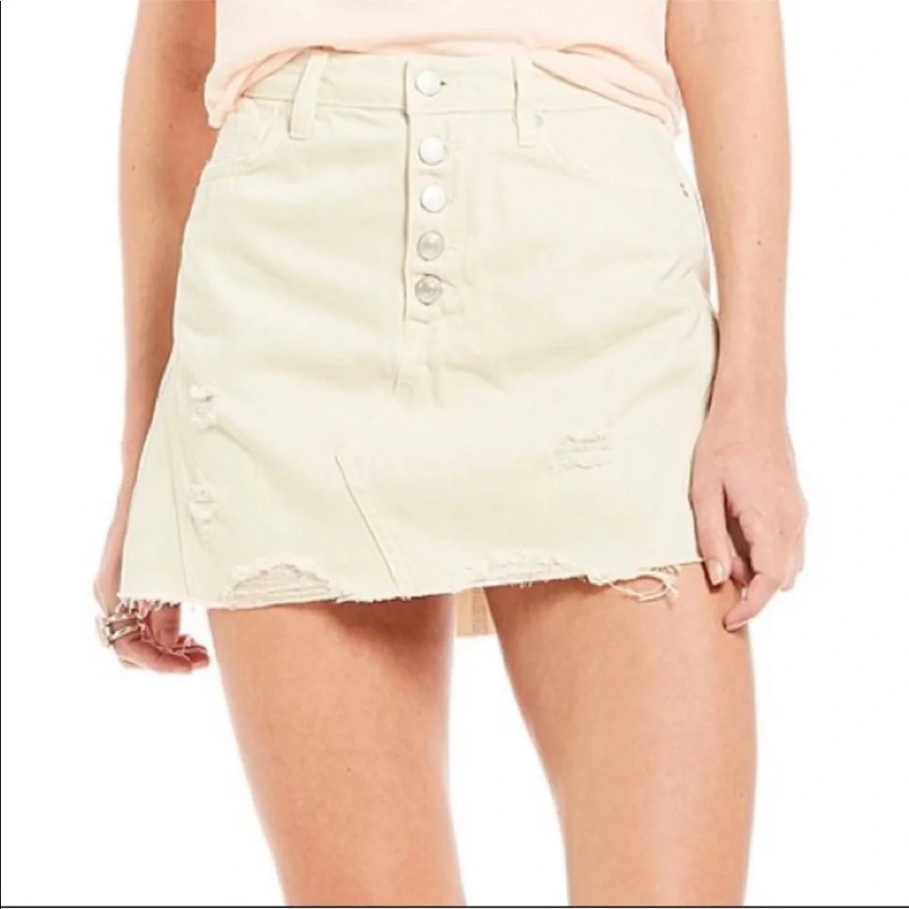 We the free white denim mini skirt free People